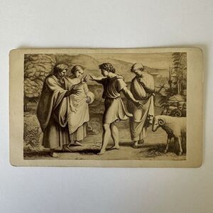 Antique CDV Card Rafael The Deceived Jacob 4”x2.5”